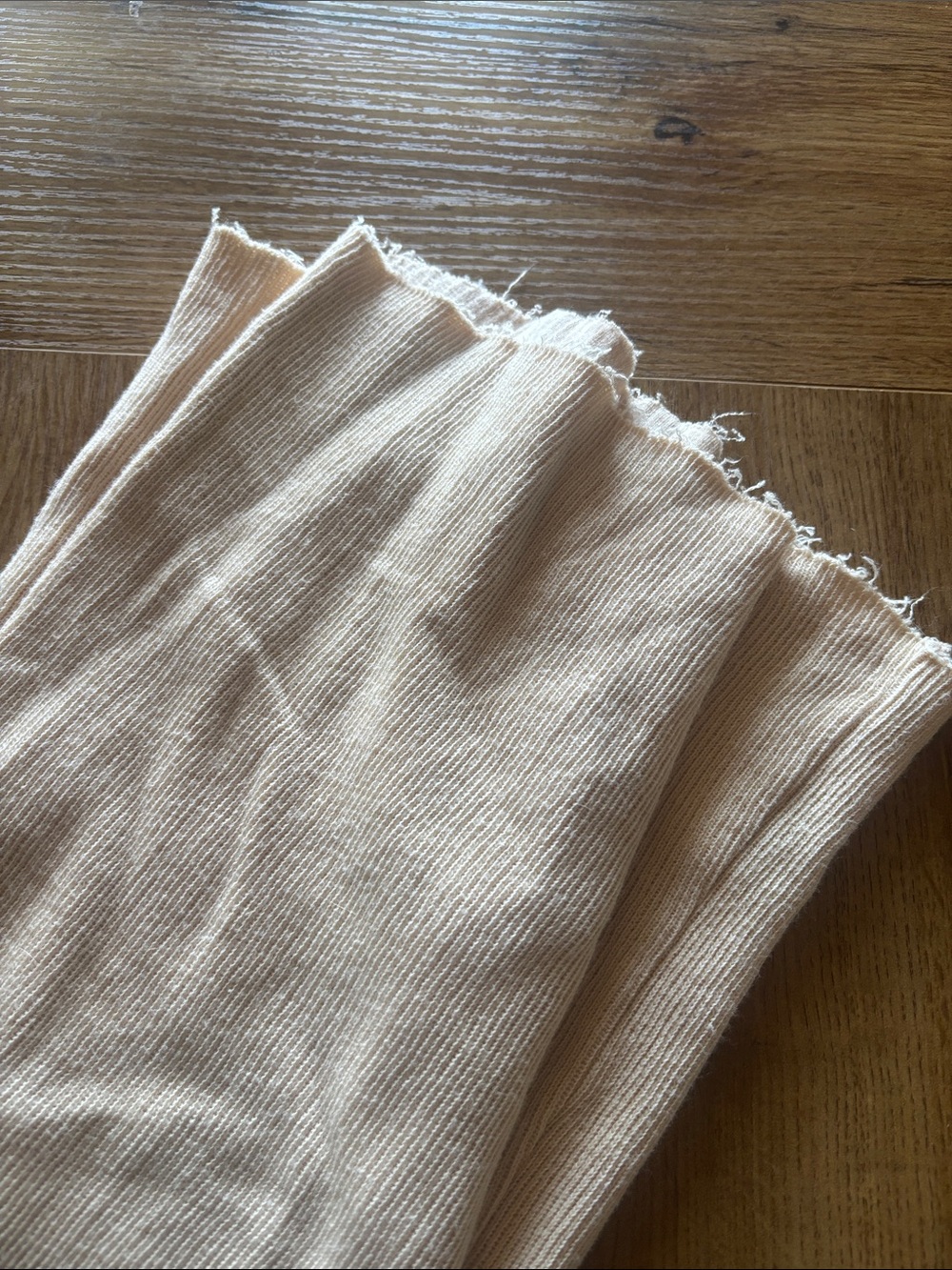 Wildfox Cream Ribbed Knit Wide-Leg Pants - Picture 2 of 3
